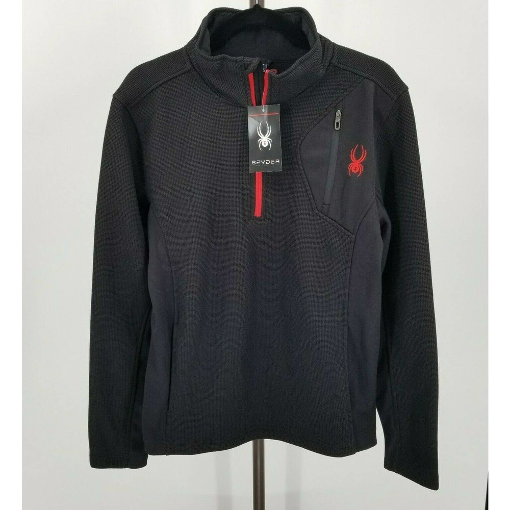 Spyder Mens Small Black 1/2 Zip Pullover Jacket